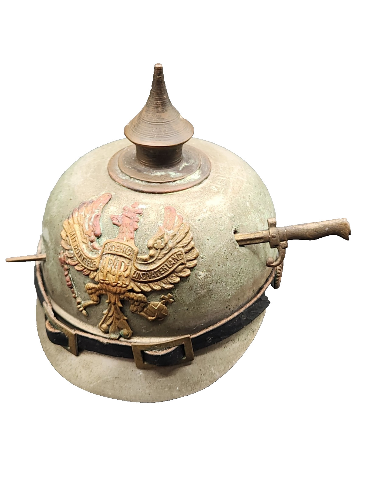 German WW1 Prussian M1915 InfantryErsatz Felt Picklelhaube Spiked Helmet-Inkwell German WW1 Prussian M1915 InfantryErsatz Felt Picklelhaube Spiked Helmet-Inkwell