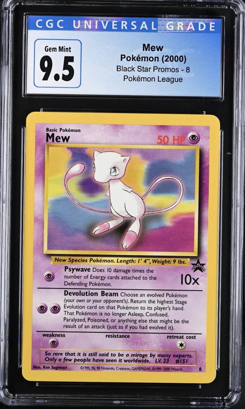 CGC Gem Mint 9.5 (Blue Label) Mew 08/53 Wotc Promo CGC Gem Mint 9.5 (Blue Label) Mew 08/53 Wotc Promo