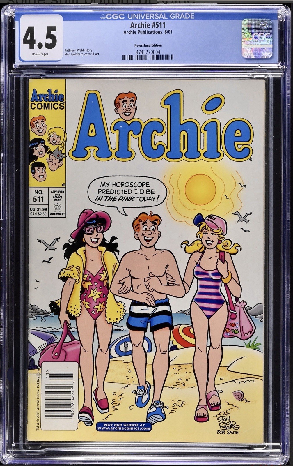 Rare Archie 511 CGC 4.5 White Pages Innuendo \ Rare Archie 511 CGC 4.5 White Pages Innuendo \
