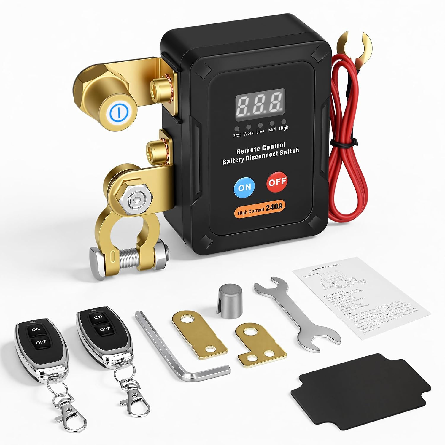 12V/24V 240A Remote Battery Disconnect Switch, Upgrade Smart Voltage Car Kill Sw 12V/24V 240A Remote Battery Disconnect Switch, Upgrade Smart Voltage Car Kill Sw