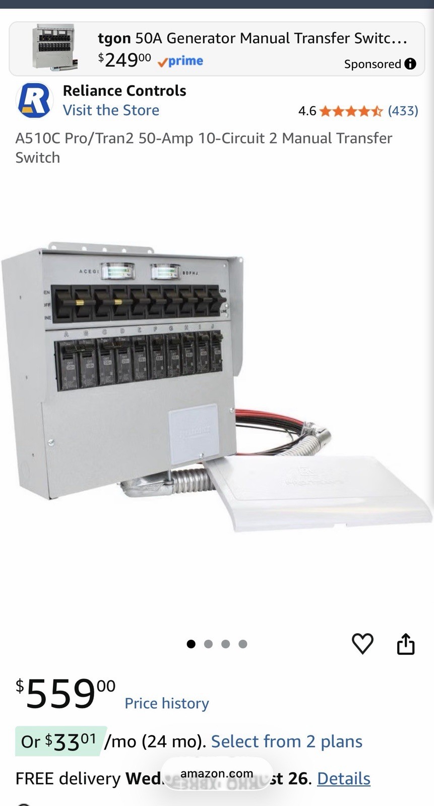 A510C Pro/Tran2 50-Amp 10-Circuit 2 Manual Transfer Switch A510C Pro/Tran2 50-Amp 10-Circuit 2 Manual Transfer Switch