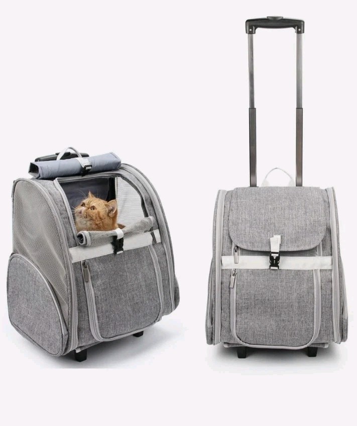Lollimeow Pet Rolling Carrier: Dog, Cat, Puppy Travel Backpack with Wheels Lollimeow Pet Rolling Carrier: Dog, Cat, Puppy Travel Backpack with Wheels