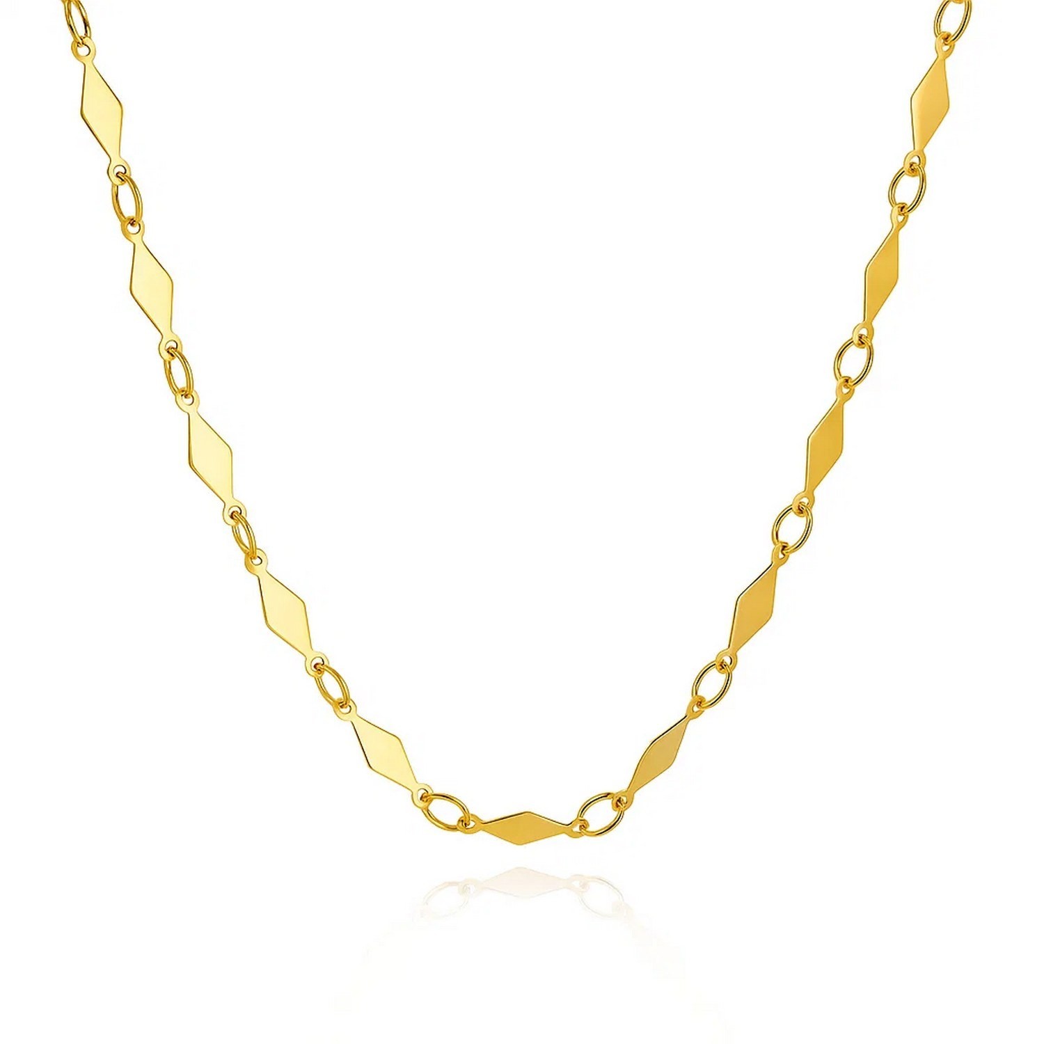 14K Yellow Gold Polished Diamond Motif Chain (3.00 mm) 14K Yellow Gold Polished Diamond Motif Chain (3.00 mm)