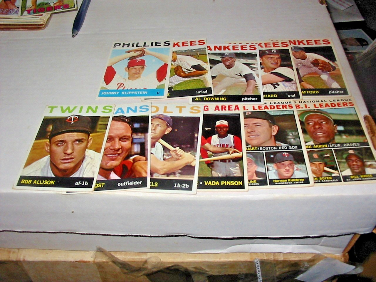 1964 Topps 11 Card Value Lot 2hofs,4stars,4yanks,1high Aaron,Kaline-Killebrew+++