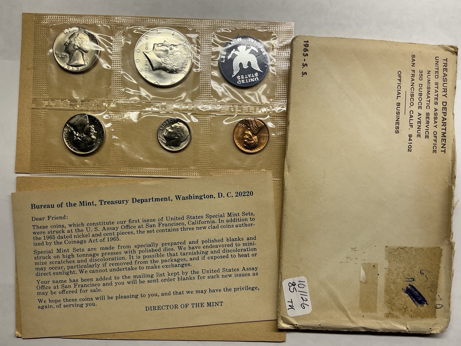 1965 Special Mint Set (SMS) w/Silver Kennedy from San Francisco Mint 101126 85tk