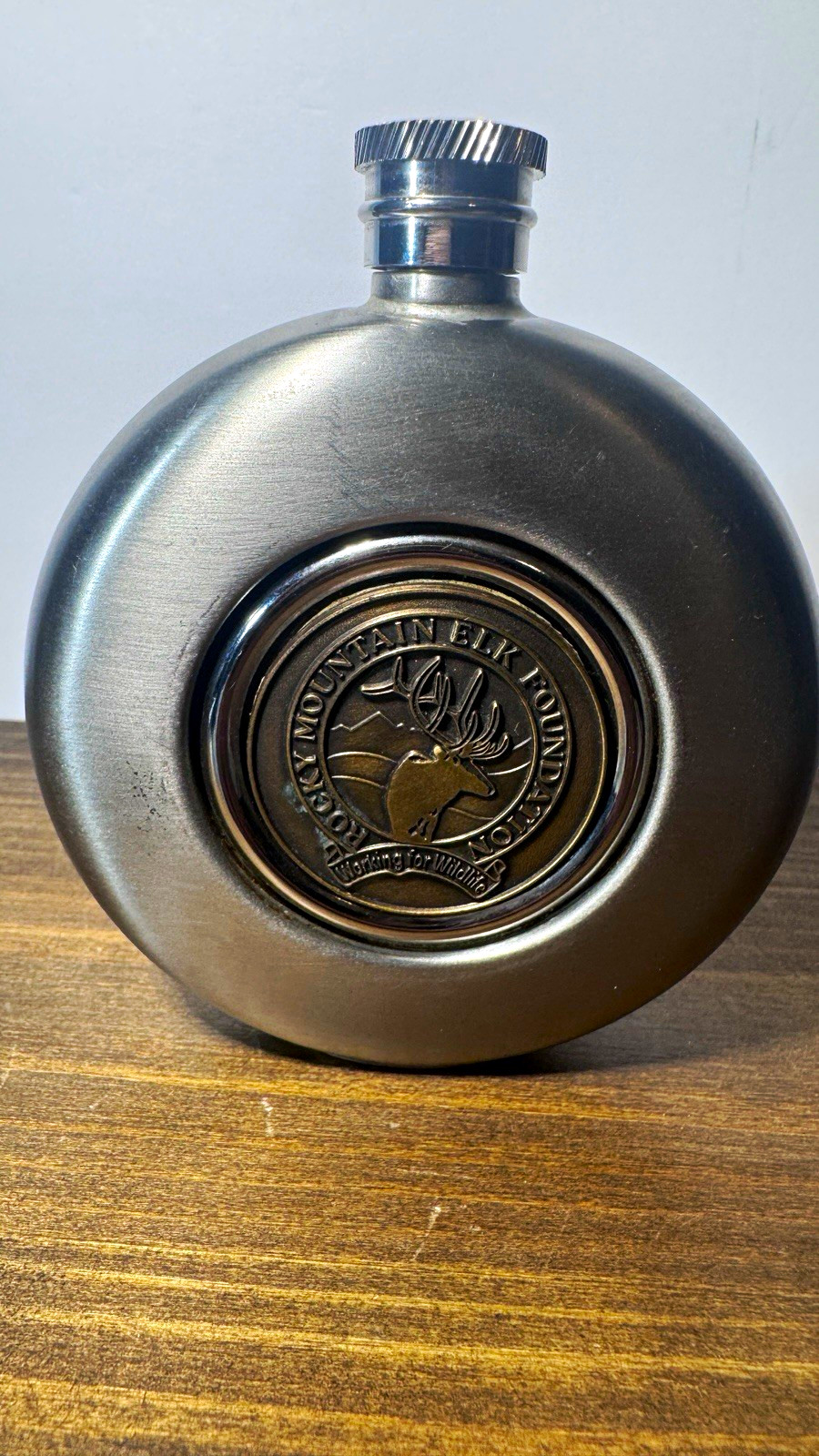 Rocky Mountain Elk Foundation RMEF Stainless Steel Round Hip Flask w/ Cap 4.5oz
