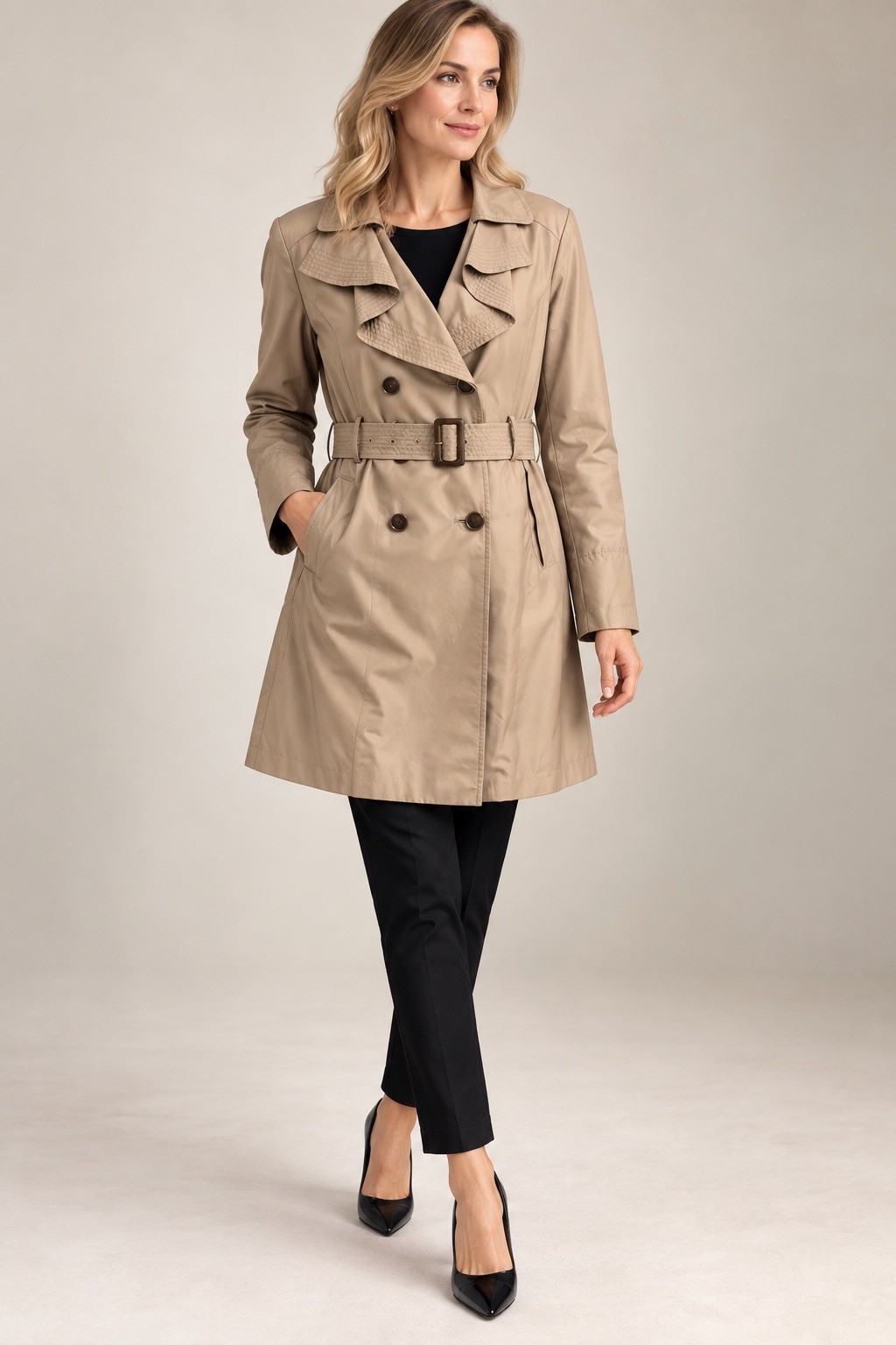 Anne Klein Women\'s Beige Trench Coat Size L