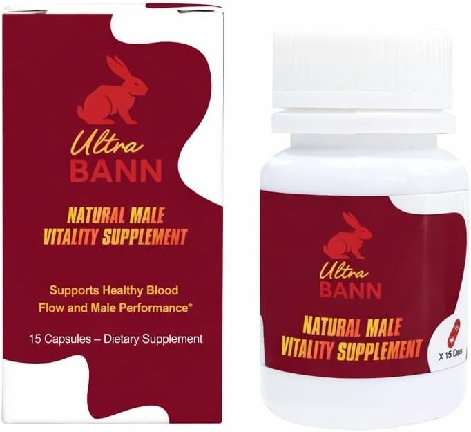 Ultra Bann Natural Male Vitality Supplement Healthy Blood Flow Performance 15cap