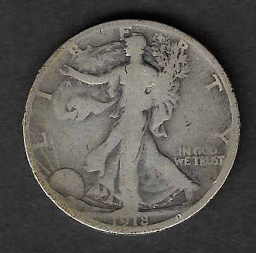 1918-D WALKING LIBERY HALF DOLLAR - GOOD Nice Looking For the Grade