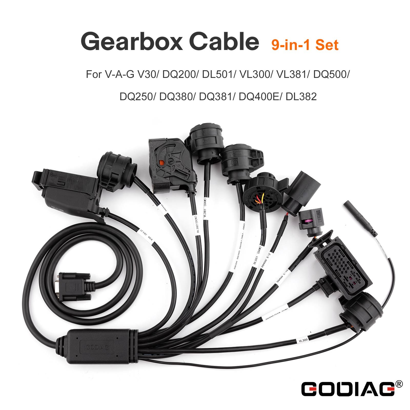 GODIAG Gearbox Cable 9-in-1 Set for  Connecting AUTEL G-BOX, XHORSE MULTI-PROG