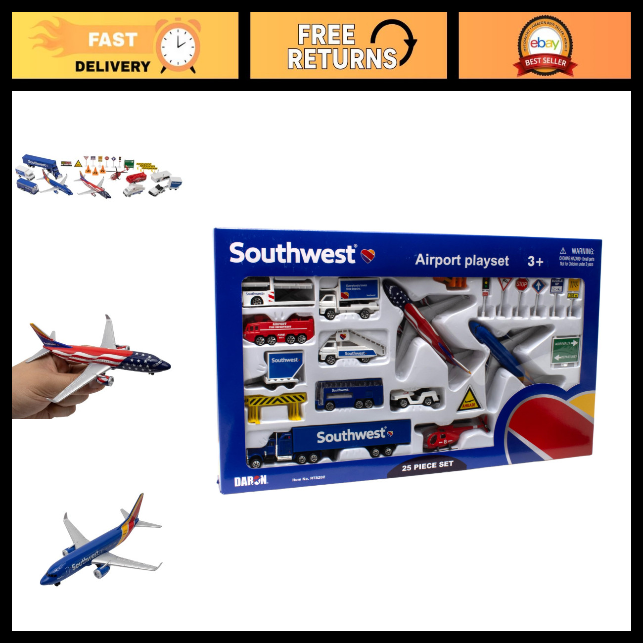 Southwest Airlines Airport Playset - Die-Cast Toy for Kids Ages 3+ - Fun Aviatio Southwest Airlines Airport Playset - Die-Cast Toy for Kids Ages 3+ - Fun Aviatio