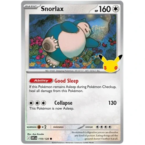 Snorlax 119/128 30th Celebration Holo Snorlax 119/128 30th Celebration Holo