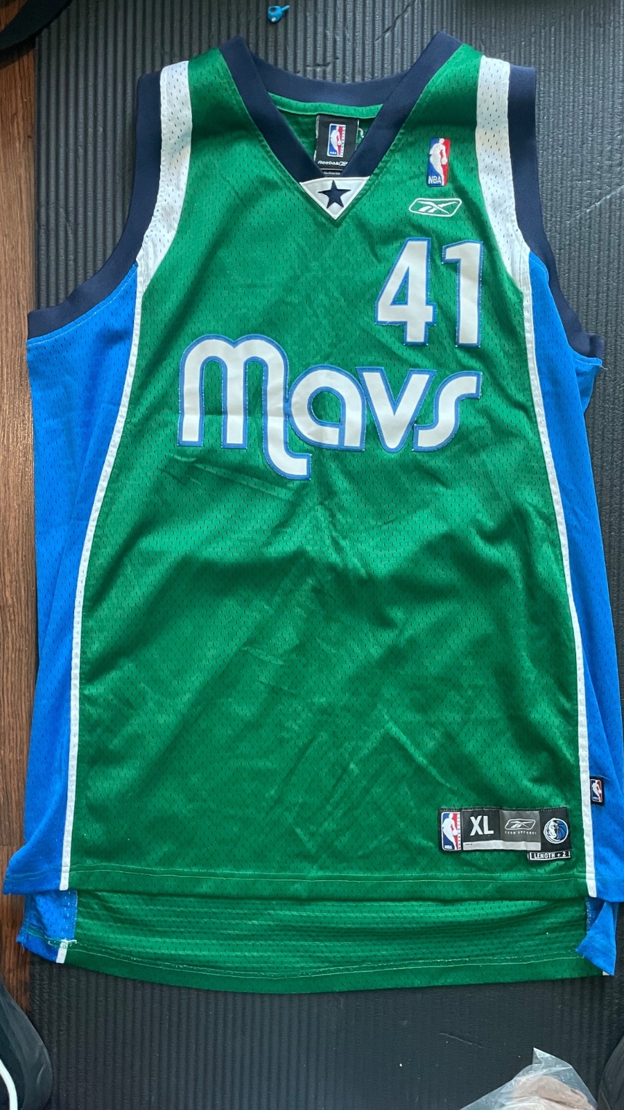Reebok Dallas Mavericks Dirk Nowitzki 41 Alt Green NBA Authentic Jersey Mens XL Reebok Dallas Mavericks Dirk Nowitzki 41 Alt Green NBA Authentic Jersey Mens XL