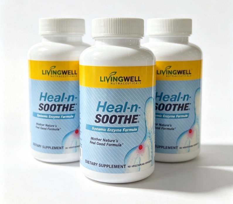 3PCS LivingWell Nutraceuticals Heal-n-Soothe Systemic Enzyme Formula 90 Capsules 3PCS LivingWell Nutraceuticals Heal-n-Soothe Systemic Enzyme Formula 90 Capsules
