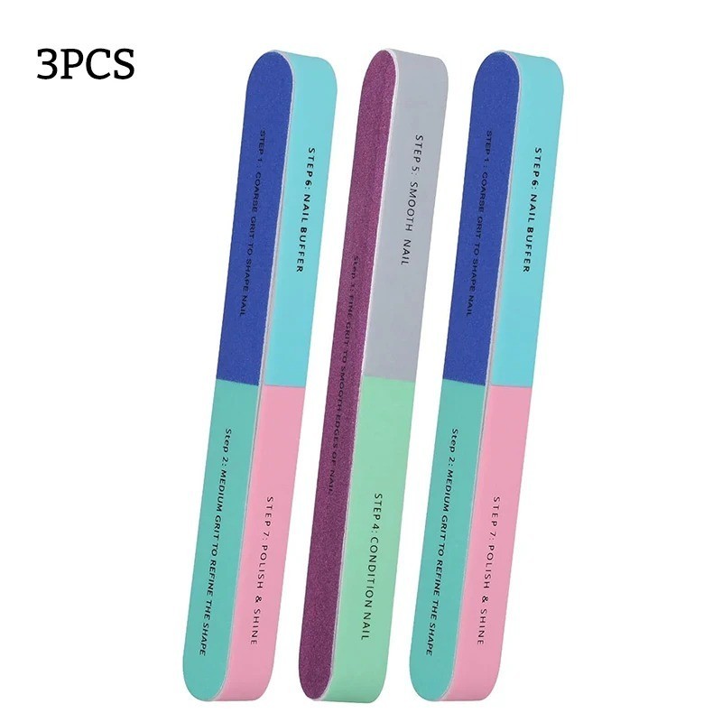 1-10Pcs Manicure Nail File 7 Sided Emery Board Sanding Buffer Shiner File Beauty