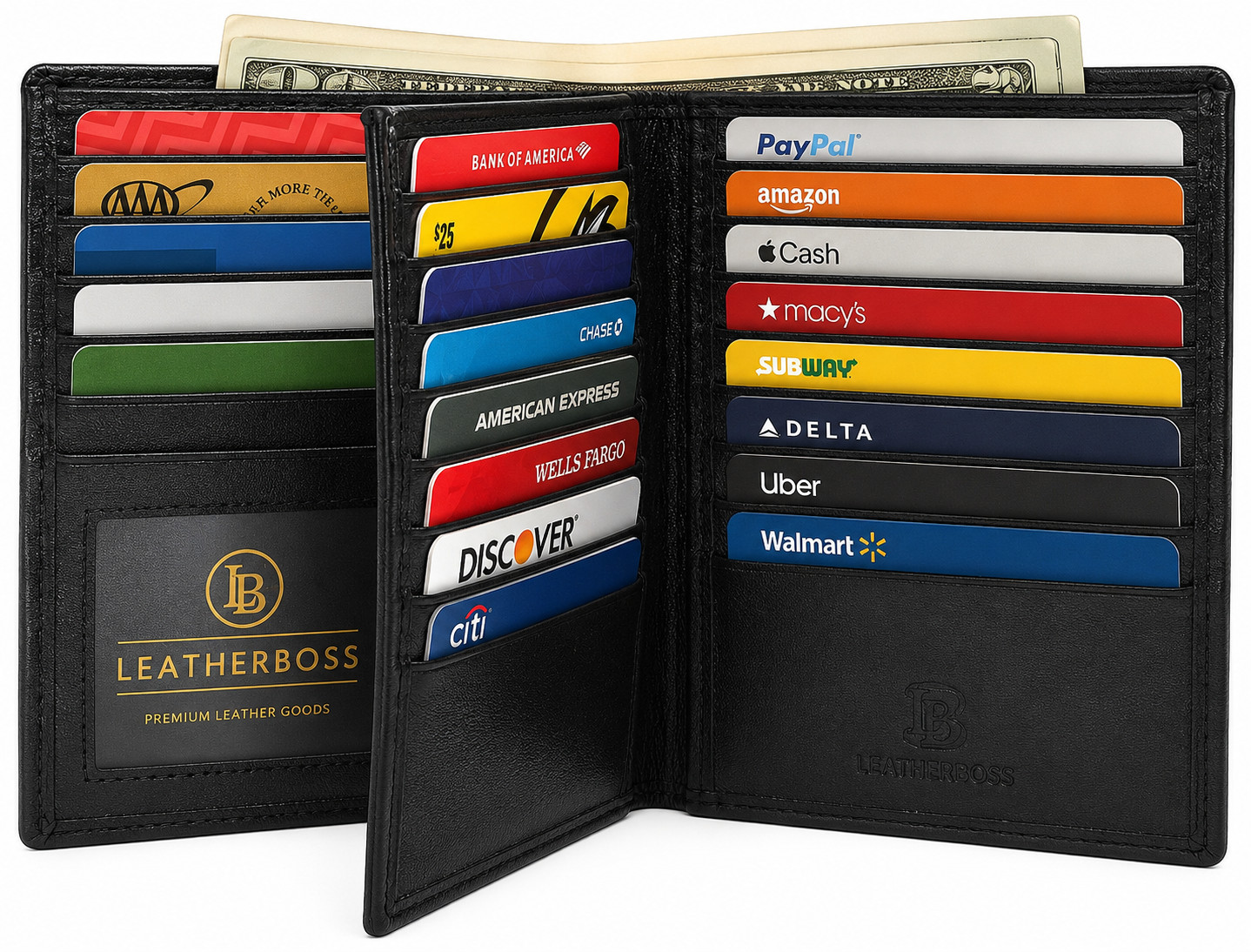 Men\'s Genuine Leather Bifold Wallet Hipster Credit Card ID Holder RFID Blocking