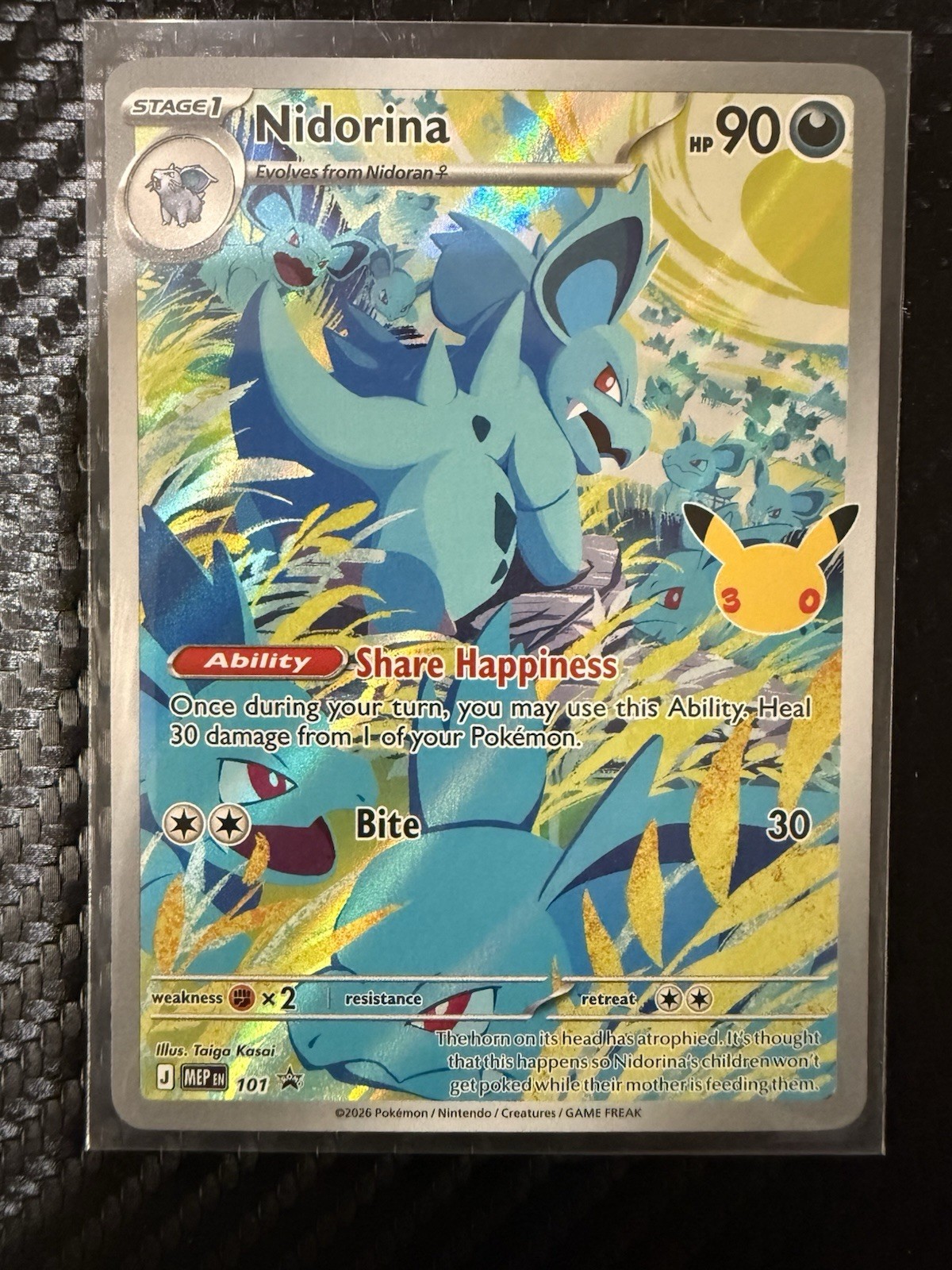 Nidorina Promi Full Art Holo Rare 90 HP English 30th Anniversary Pokemon Nidorina Promi Full Art Holo Rare 90 HP English 30th Anniversary Pokemon