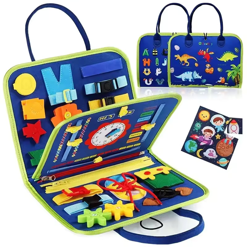 Montessori Busy Board Sensory Toy Fine Motor Skills Travel Learning Toy Kids Montessori Busy Board Sensory Toy Fine Motor Skills Travel Learning Toy Kids