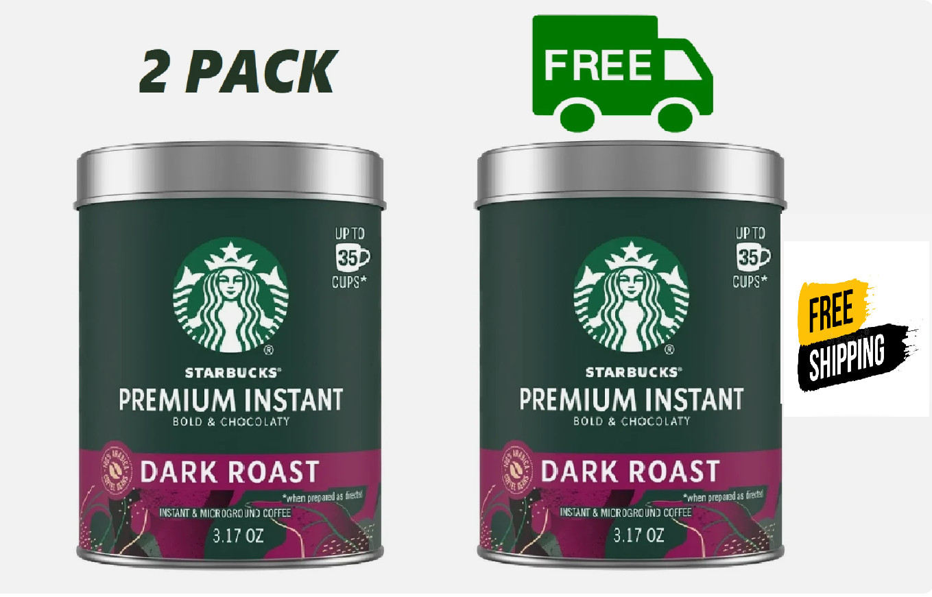 (2 Pack) Starbucks Premium Instant Coffee, Dark Roast, 100% Arabica, 3.17 Oz Ea