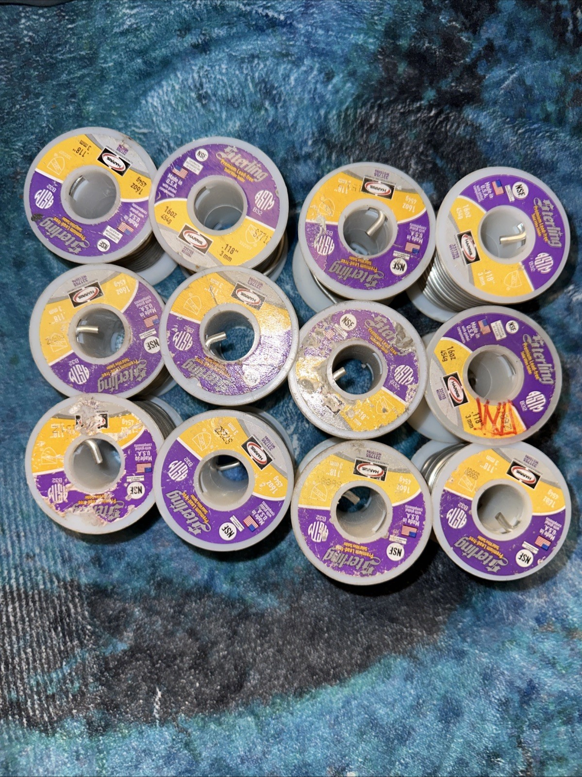 12 Rolls 8.8 Pounds of Harris Sterling Lead Free Soft solder Rolls WS15086.