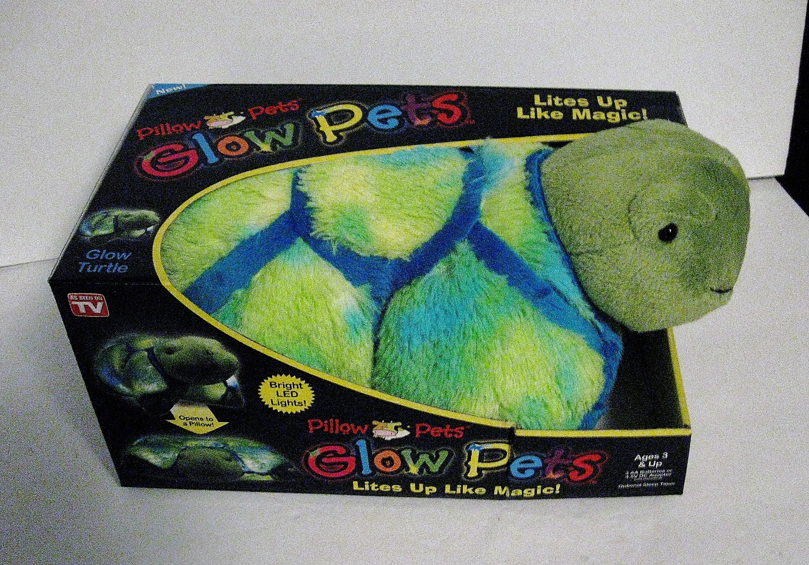 Pillow Pets Glow Pets Turtle Plush Pillow Bright LED Lights Large 12
