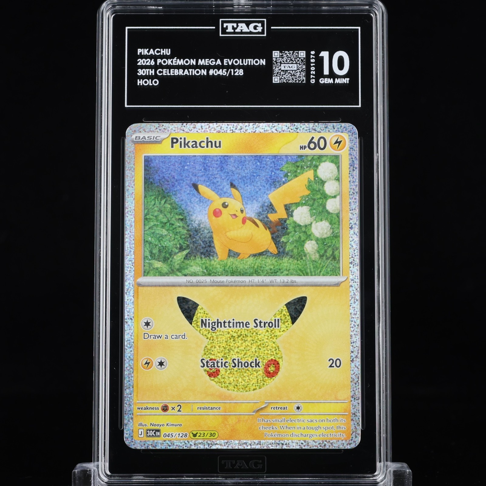 Pikachu Pokemon 2026 30th Celebration 045/128 Holo TAG 10 POP 2 Pikachu Pokemon 2026 30th Celebration 045/128 Holo TAG 10 POP 2