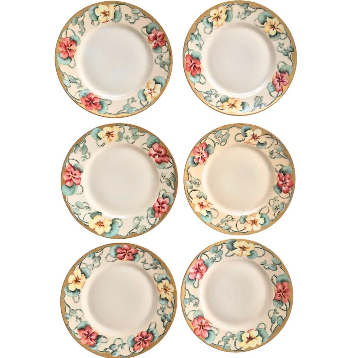 Antique Limoges France Dessert Salad Plates Set of 6 Hand Painted 1850 -1900