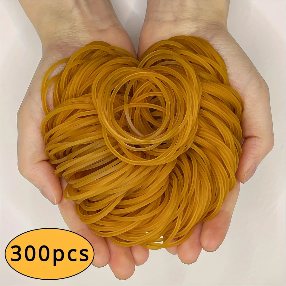 100/300/666pcs Yellow Rubber Bands 38mm High Elastic Natural Rubber Office Set