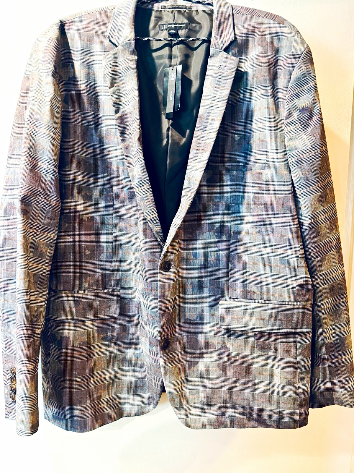 INC International Concepts Blazer Mens XXL Slim Fit Gray Plaid Floral NWT INC International Concepts Blazer Mens XXL Slim Fit Gray Plaid Floral NWT