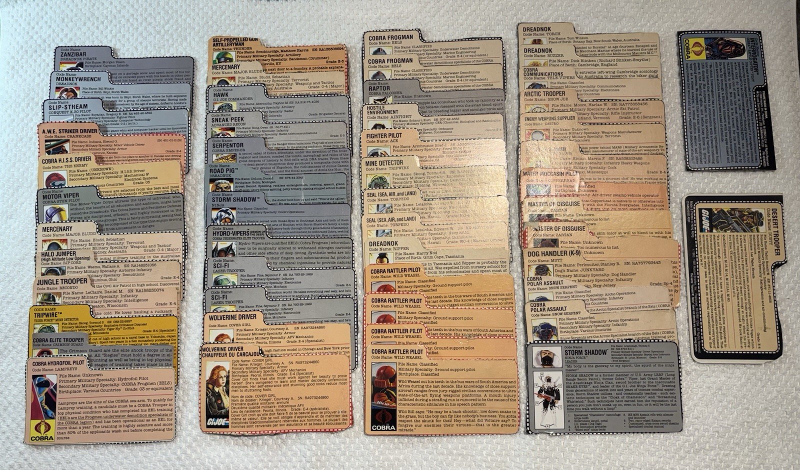 GI Joe Figure File Card Cardback Lot Of 50+ Vintage 1980’s GI Joe Figure File Card Cardback Lot Of 50+ Vintage 1980’s