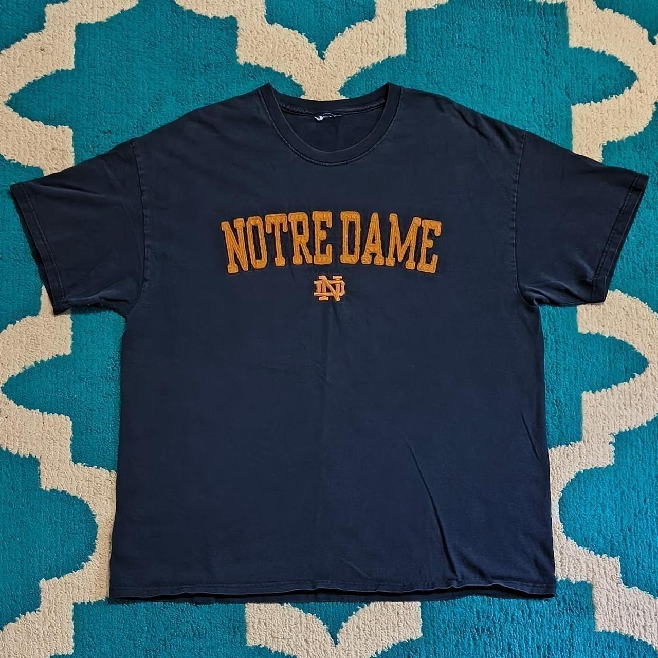 Vintage 90s Patch Style University of Notre Dame Tee Shirt Vintage 90s Patch Style University of Notre Dame Tee Shirt