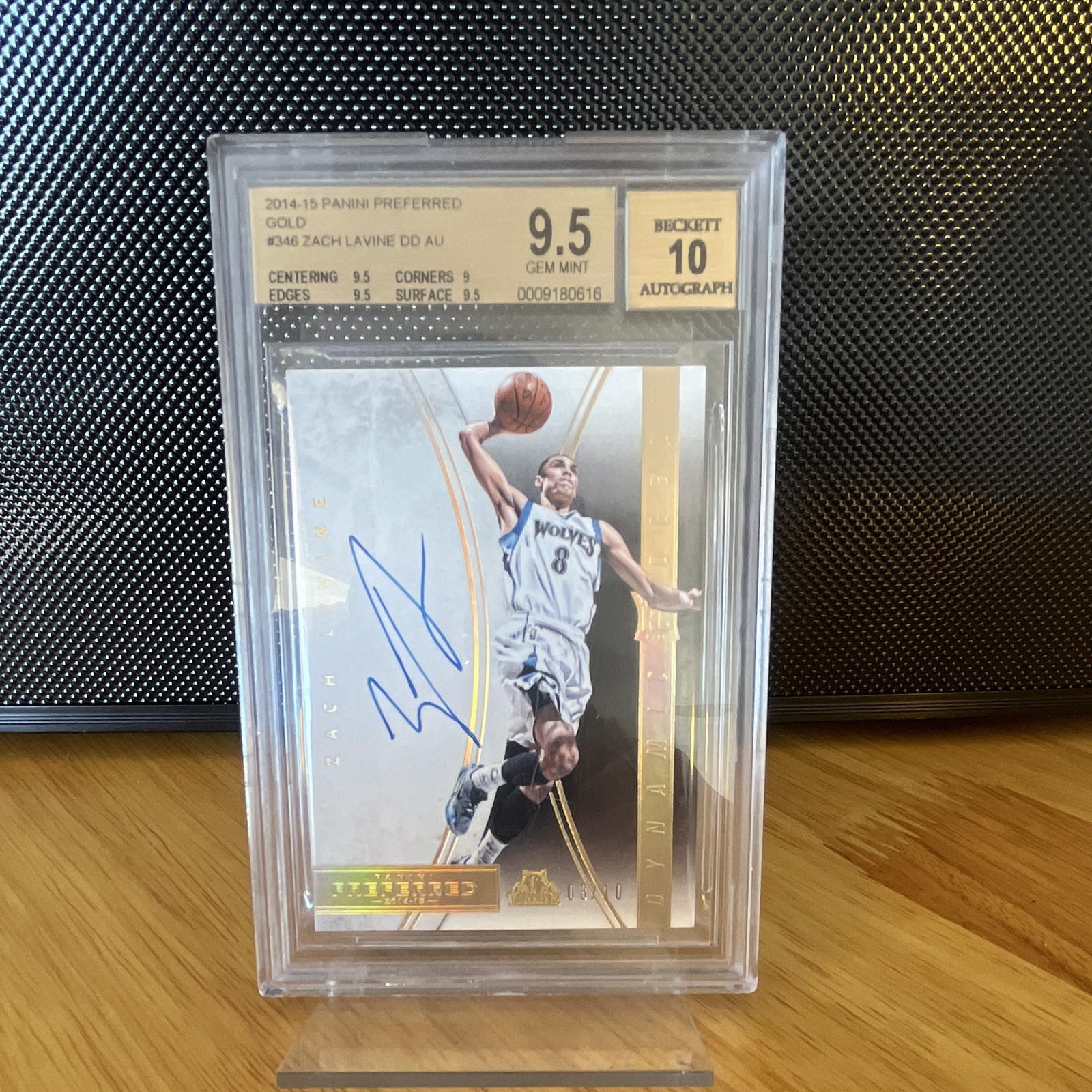 2014-15 Panini Preferred Gold Zach LaVine RC Auto #346 /10 BGS 9.5/10 2014-15 Panini Preferred Gold Zach LaVine RC Auto #346 /10 BGS 9.5/10