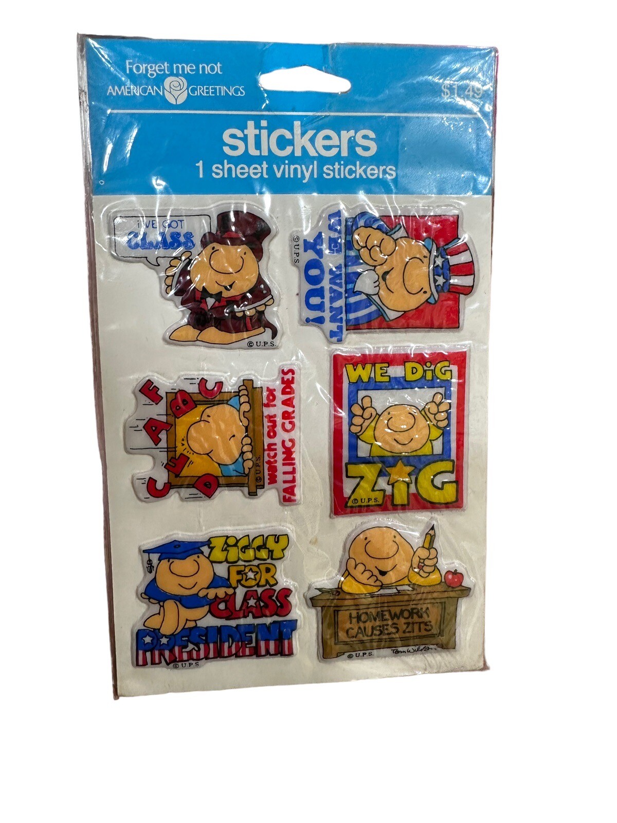 Vintage 1980’s Ziggy Comic School Puffy Stickers Vintage 1980’s Ziggy Comic School Puffy Stickers