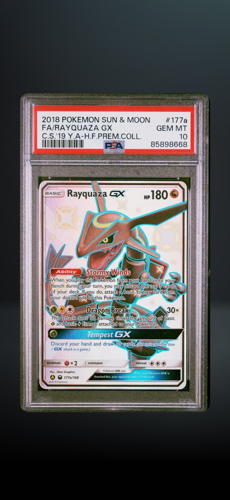 2018 Pokemon Rayquaza GX 177A/168 PSA 10 Alternate Art Holo Promo 2018 Pokemon Rayquaza GX 177A/168 PSA 10 Alternate Art Holo Promo