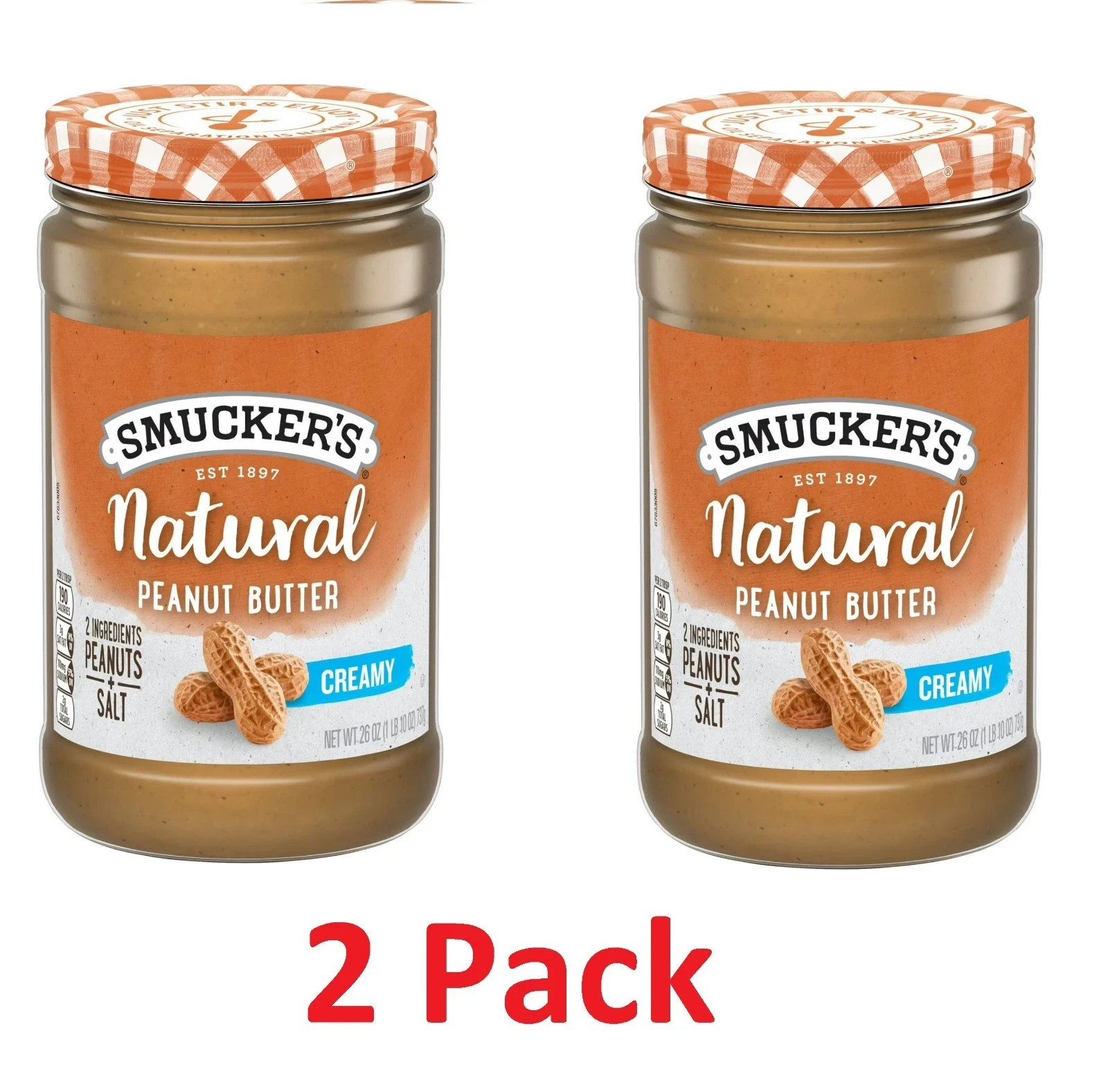 2 Pack Smucker’s Natural Creamy Peanut Butter 26 oz Jars No Stir Added Salt 2 Pack Smucker’s Natural Creamy Peanut Butter 26 oz Jars No Stir Added Salt