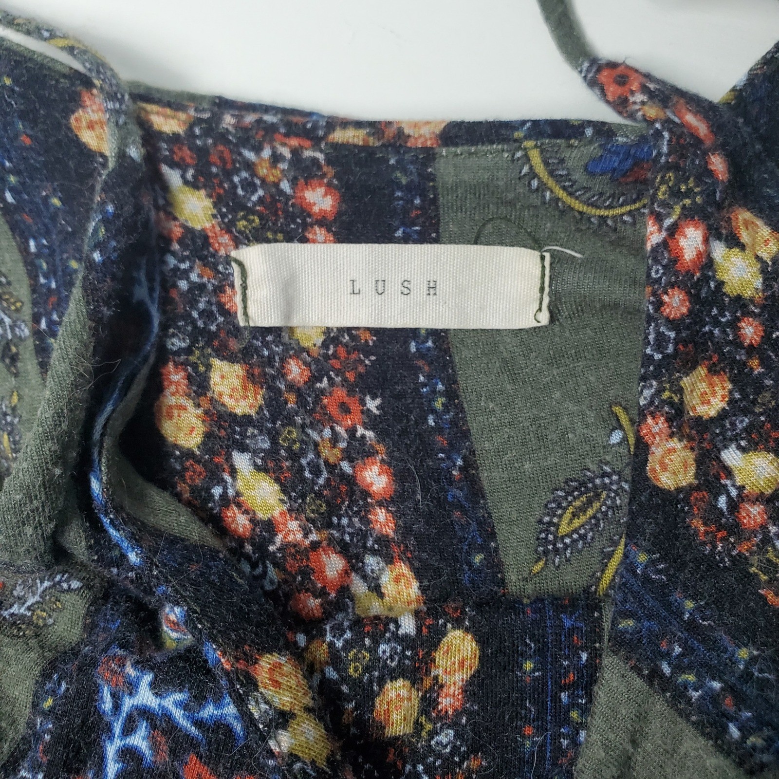 Lush XS Maxi Dress Green Floral Paisley Print Boho Revival Prairie Cottagecore