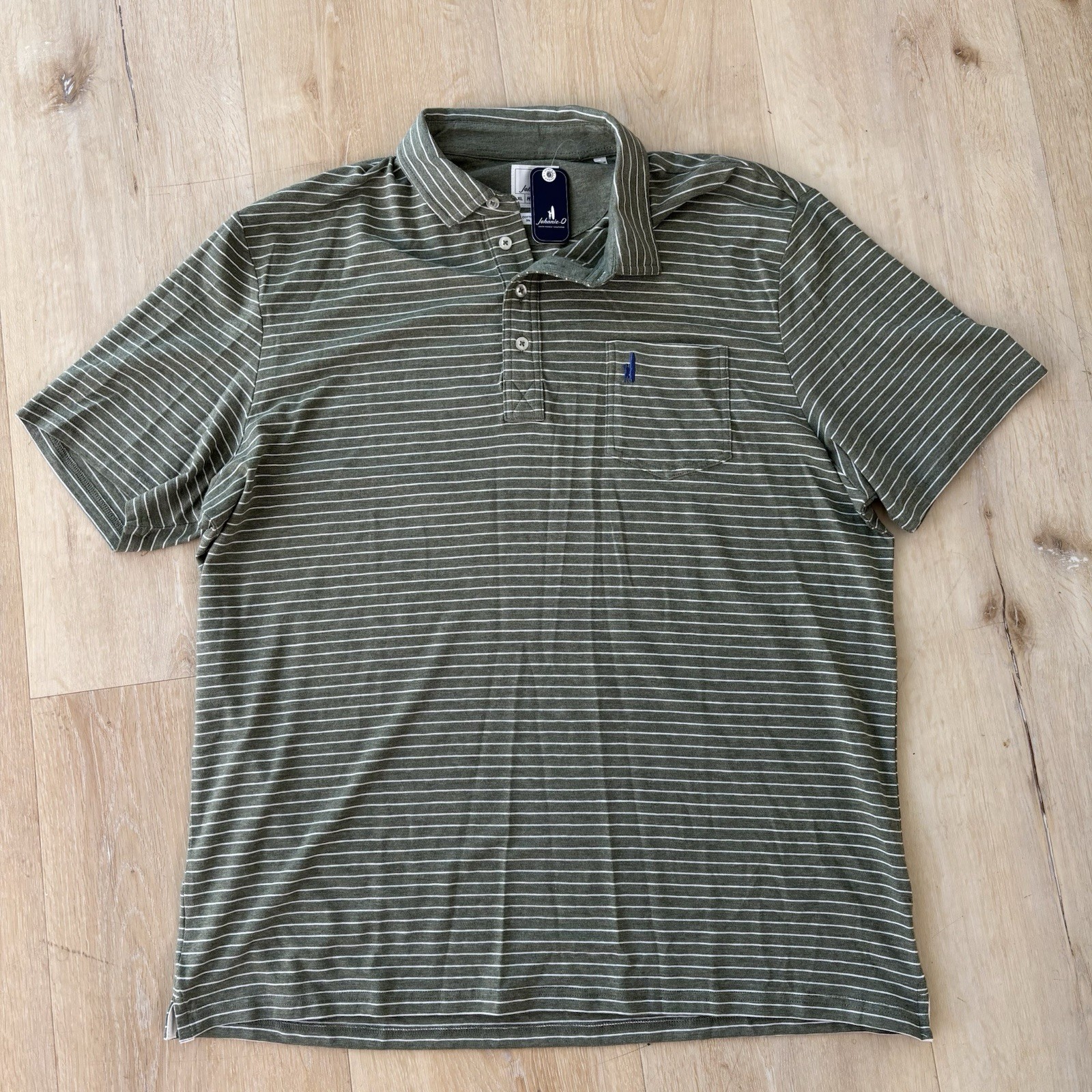 Johnnie-O Ryan Polo Shirt Mens XL Green White Striped Golf Hangin Out NEW $98 Johnnie-O Ryan Polo Shirt Mens XL Green White Striped Golf Hangin Out NEW $98