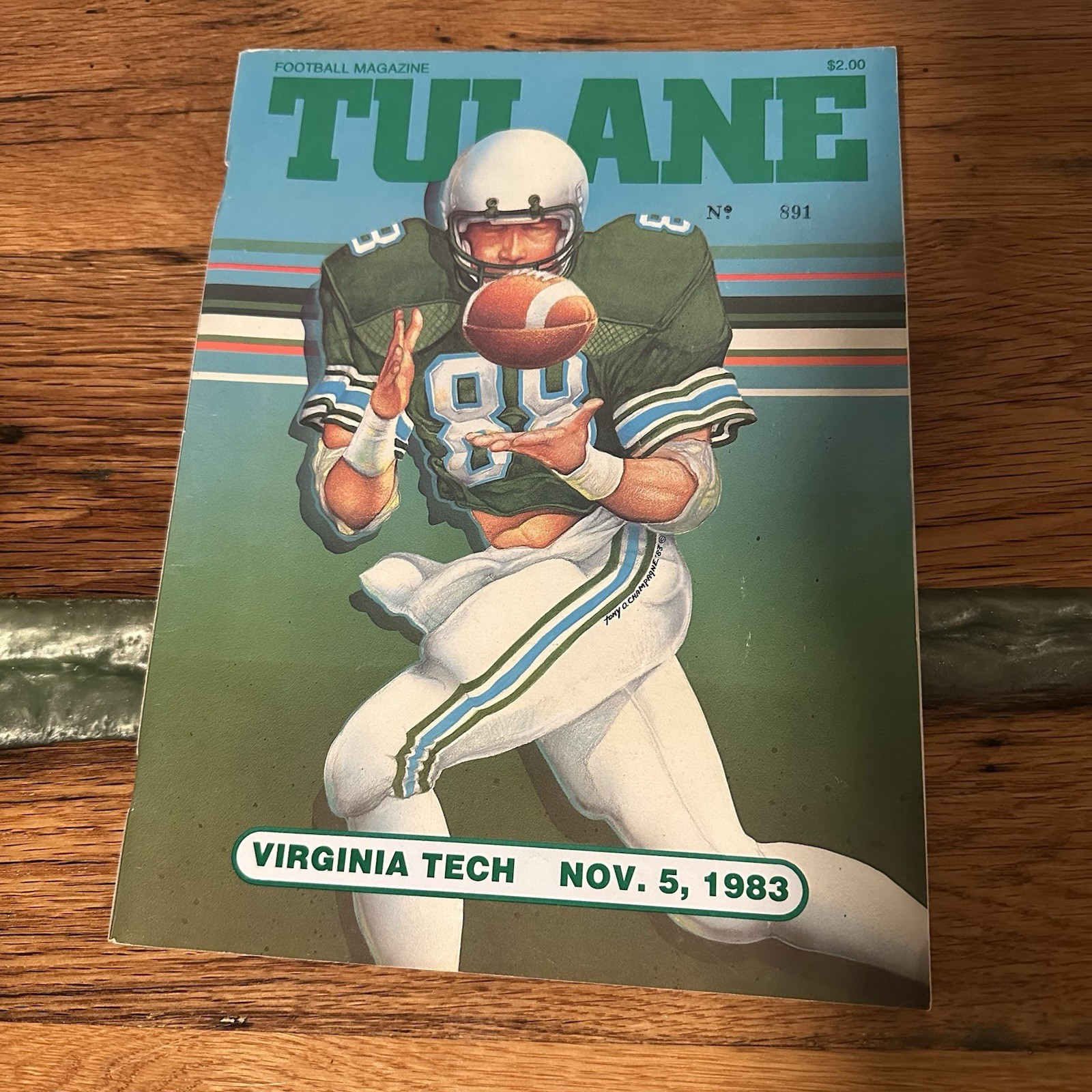 Vintage 1983 Tulane Virginia Tech Football Program Illustrated Cover Louisiana Vintage 1983 Tulane Virginia Tech Football Program Illustrated Cover Louisiana