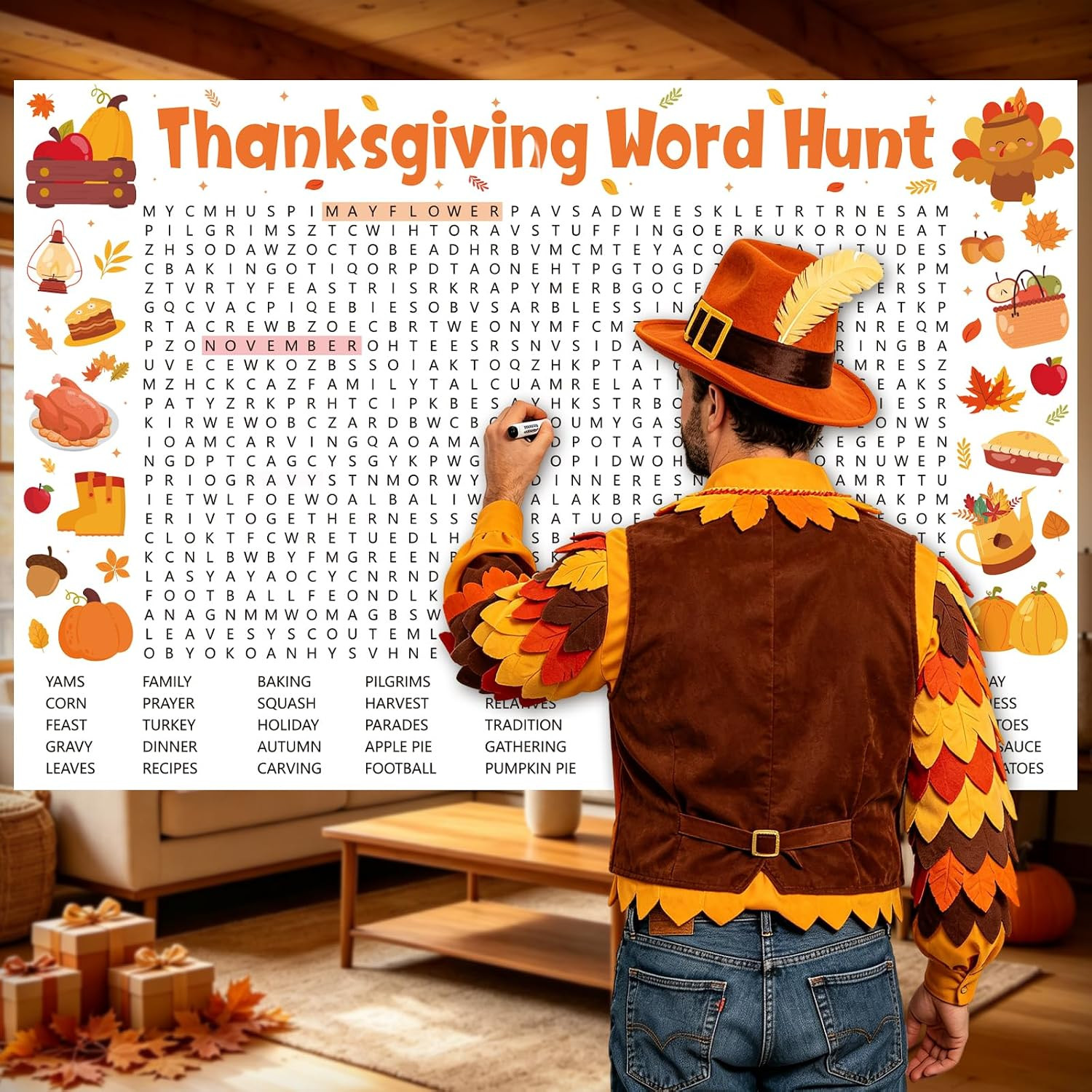 Giant Thanksgiving Word Search Game for Family Office Large Group Party Giant Thanksgiving Word Search Game for Family Office Large Group Party