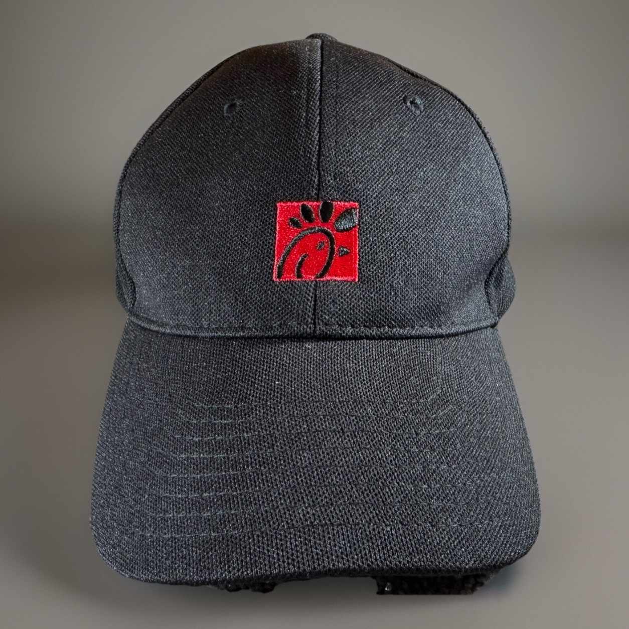 CHIC FIL A Ball Cap Adult OS Black Embroidered Logo Adjustable Strap Back EUC