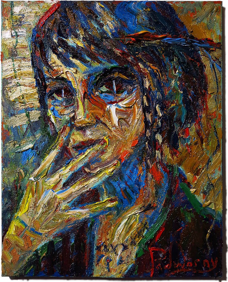 GIRL PORTRAIT OIL█PAINTING REALISM ART█SIGNED VINTAGE ORIGINAL OUTSIDER SCREAM A