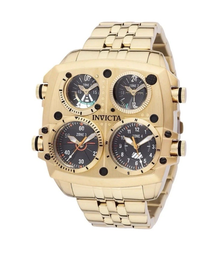 Invicta Aviator ZULU TIME 4 Zone Men\'s Watch 50mm Gold 49604 BRAND NEW Invicta Aviator ZULU TIME 4 Zone Men\'s Watch 50mm Gold 49604 BRAND NEW
