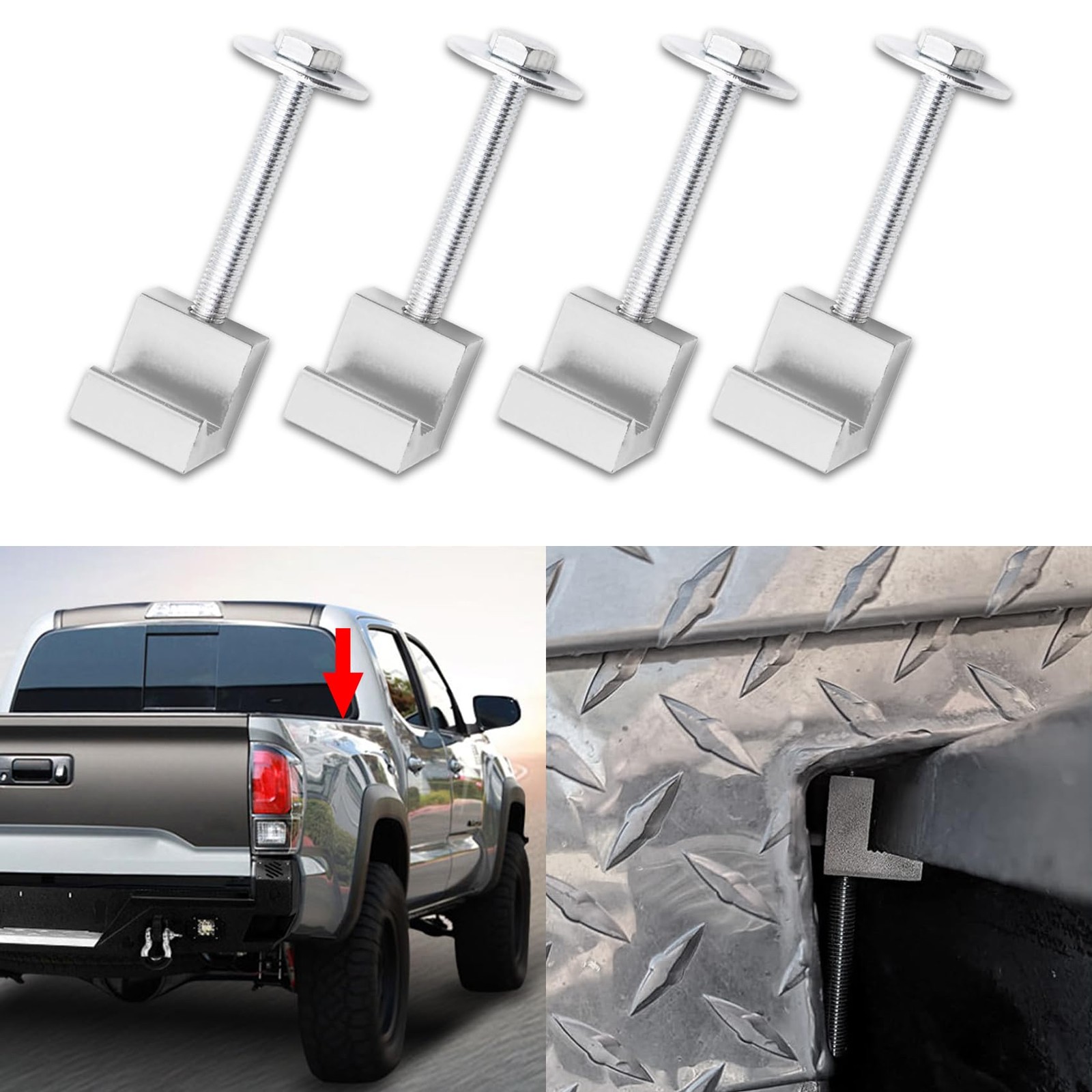 4PCS Truck Tool Box Mounting Kit, J Hook Crossover Boxes Silver 4PCS Truck Tool Box Mounting Kit, J Hook Crossover Boxes Silver