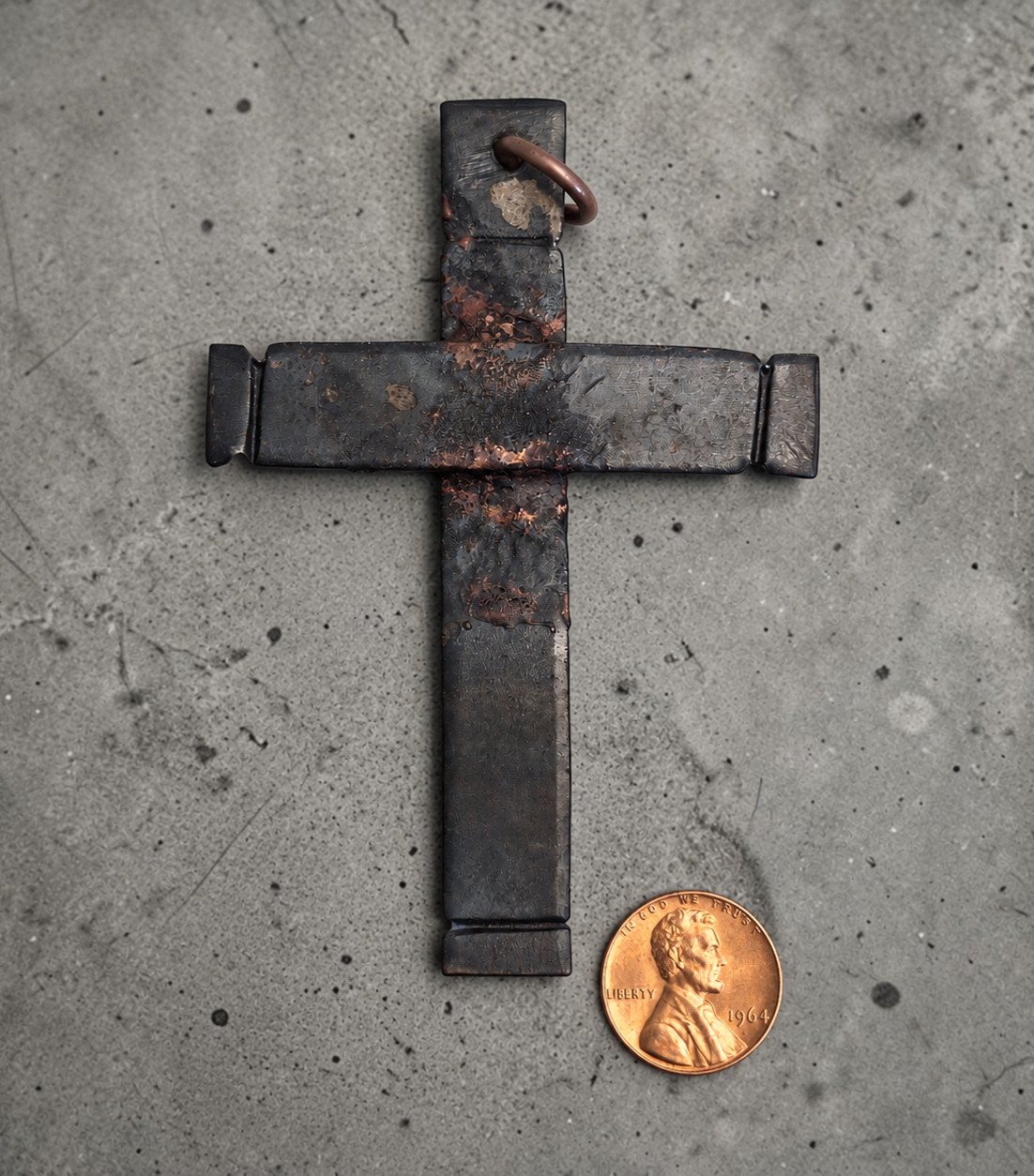 VTG Hand-Forged Iron CROSS PENDANT | Abbey of Regina Laudis Bethlehem Ct 1990s VTG Hand-Forged Iron CROSS PENDANT | Abbey of Regina Laudis Bethlehem Ct 1990s