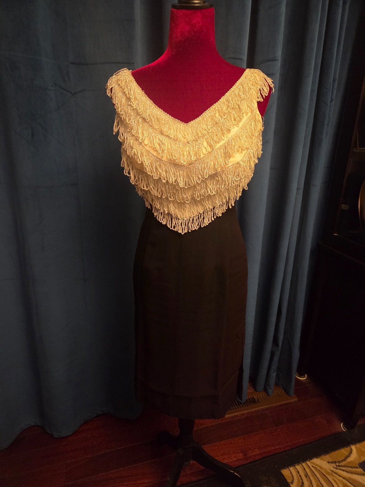 Jayne Mansfield Owned & Worn Black/Silver Fringe dress from Estate Sale W/COA