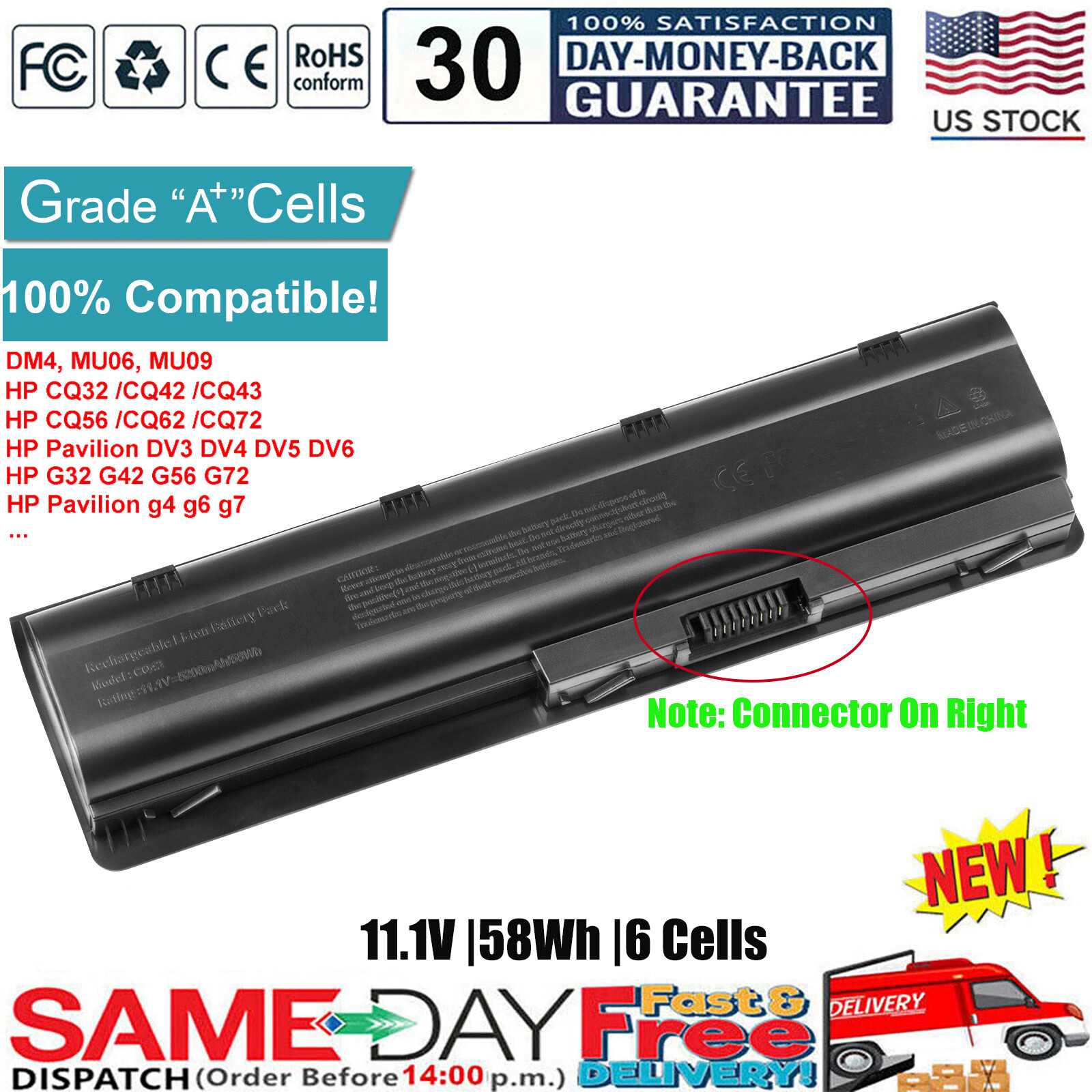 ✅Long Life DM4 Laptop Battery for HP MU06 MU09 G4 G6 SPARE 593554-001 593553-001