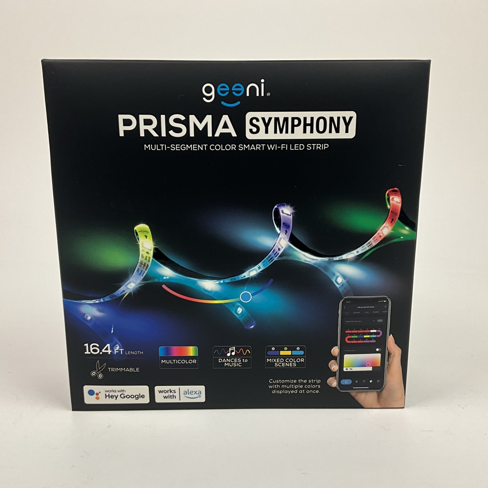 Geeni Prisma Symphony Multi-Segment Color Smart Wi-Fi LED Strip 16.4 Ft Trimable