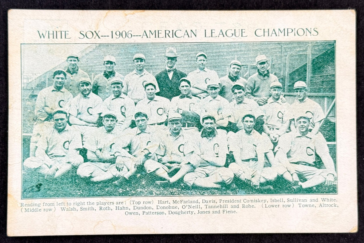 1906 Chicago White Sox Championship Team Postcard Comiskey Fielder Jones