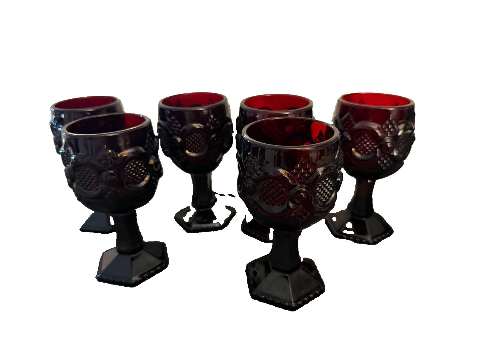 Vintage collection  6 Avon 1876 Cape Cod Ruby Red Glassware
