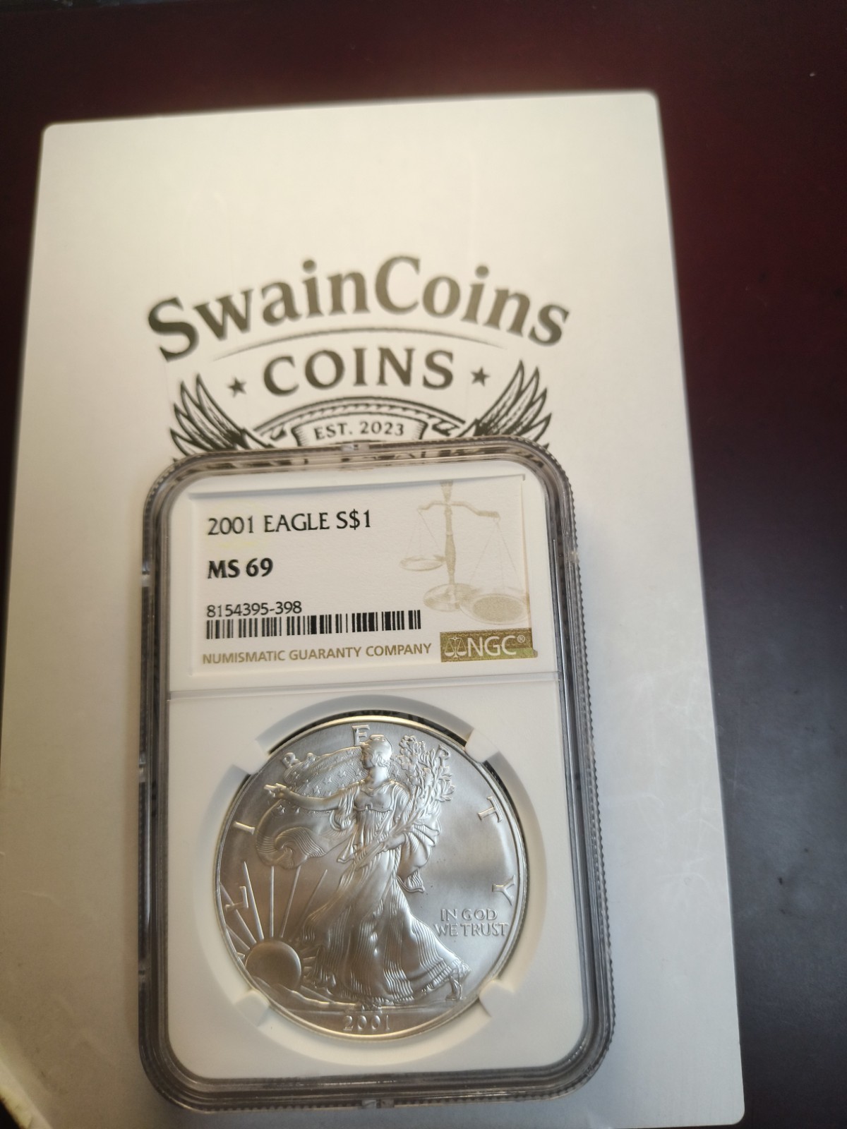 2001 American Silver Eagle NGC MS69 E10-51-57 2001 American Silver Eagle NGC MS69 E10-51-57
